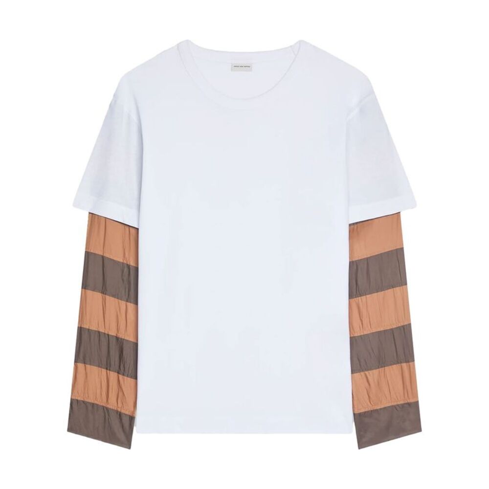 Dries Van Noten Men Loose Fit Contrast Striped Sleeves T-Shirt
